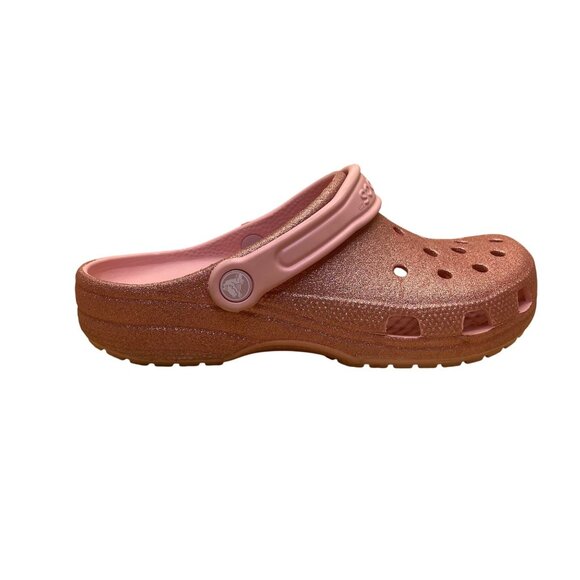 Crocs Girls Rose Gold Glitter Rubber Slip-On Clogs Size 6 - Picture 1 of 7